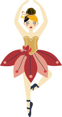 illustration of ballerina in red tutu