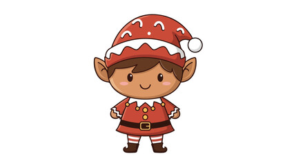 Ginger Cookie Elf Mascot Sweet Flat Christmas Vector