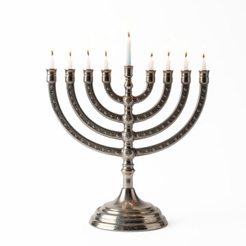 hanukkah menorah with candles