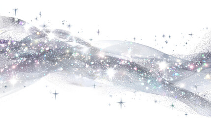 Shiny magical overlay with glitter, spray, and twinkling stars on white background.