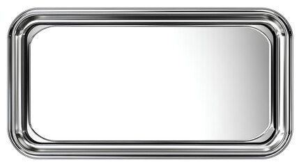 Silver frame vector with glossy metallic border shiny chrome frame on white background premium metal frame overlay for luxury design and branding projects Stock Illustration white background 