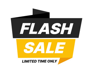 Flash sale banner with Limited Time Only message in bold modern vector style, perfect for urgent promotions, online store discounts, and digital marketing campaigns.