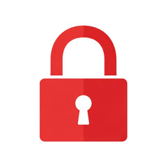 Red padlock icon with keyhole on transparent background