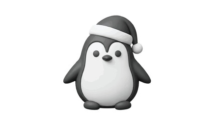 Clay Sculpture Santa Penguin Mascot Vector
