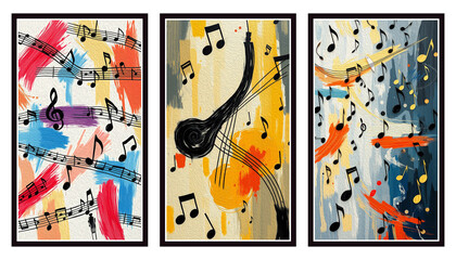 Fototapeta premium Musical theme. Oil painting. Pattern for printing on wall decorations.