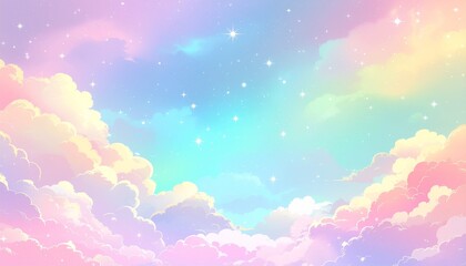 Fototapeta premium 虹色の雲と空 AI生成素材