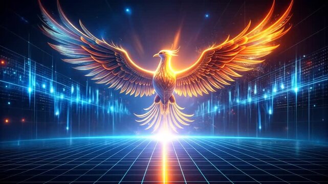 Phoenix Rising: Digital Grid, Fire and Ice Wings
