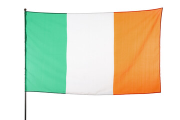 Flag of Ireland on white background, closeup