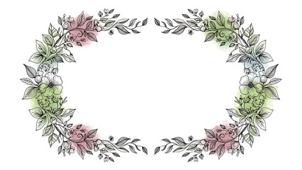 A beautiful blue winter Christmas wreath frame made of fir branches and holly with snowflakes and ice leaf decoration