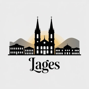 Lages Skyline Silhouette &mdash; Mountain-Backed Cultural & Commercial City in Santa Catarina Brazil Vector Illustration