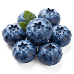 blueberries on white background