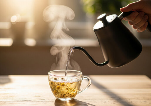 pouring tea into cup - Powered by Adobe