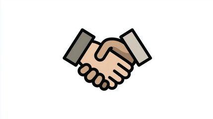 協力や合意を象徴する握手を描いたフラットスタイルのイラスト