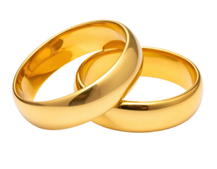 Two golden wedding bands interlaced