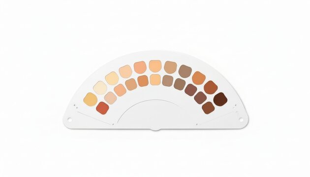 Dental shade guide palette for tooth whitening or prosthetic color matching. Medical samples isolated on white background.