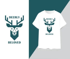 Fototapete Hipster Tiere Deerly Beloved Geometric Deer Head T-Shirt Design  © KOUSHIK