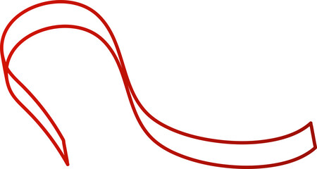 Red ribbon line. Decoration for party, holiday