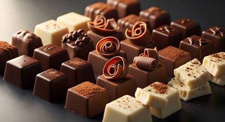 Assortment of rich, decadent chocolates and truffles arranged for indulgence