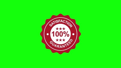 Red 100 Percent Satisfaction Guaranteed Badge on Green Background