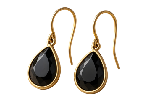 golden earrings with diamonds isolated