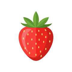 Obraz premium Bright red strawberry with green leaves on transparent background