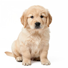 golden retriever puppy on white background