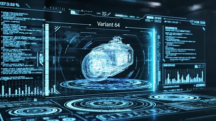 Abstract digital interface with vehicle blueprint displaying data and analysis - Powered by Adobe