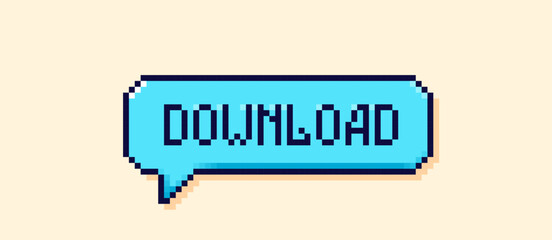 Pixel art user interface blue speech bubble Download.
