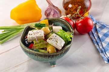 Greek salad with feta cheese