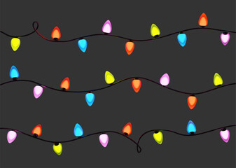 Festive colorful garland 3D vector illustration