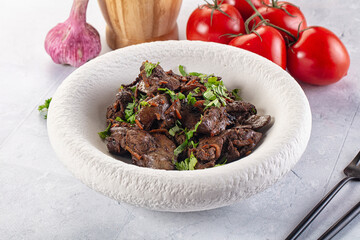 Roasted chicken liver with green onion