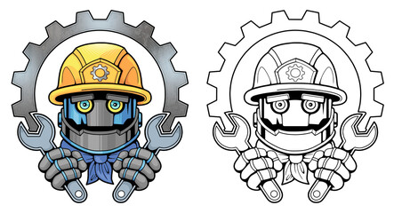 Funny robot mechanic, illustration design