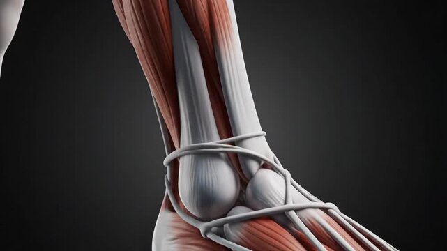 Anatomical illustration of human leg muscles and bone structure