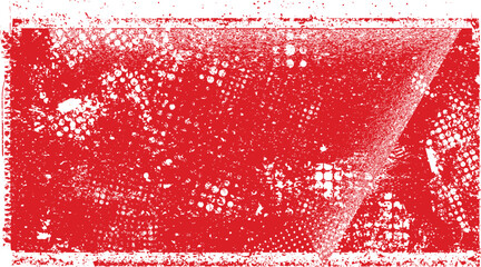 Red Stamp texture grungy . Rolled ink texture. Organic overlay highlight . Vector grainy letterpress texture .Screen print texture.
