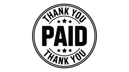 Obraz premium Oval rubber stamp with the word paid prominently displayed and thank you text