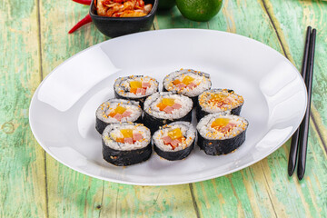 Koream homemade roll Kimbap with nori seaweed
