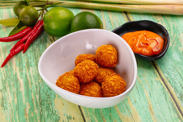 Fried crispy yellow cheese balls