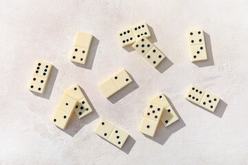 Dominos blocks on white grunge background