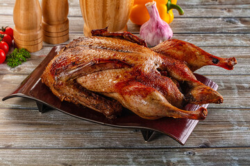 Baked with spices whole duck