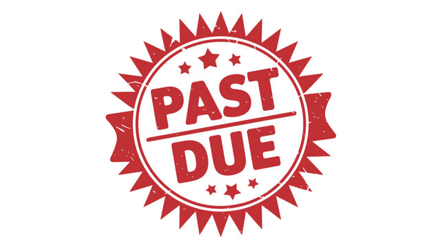 Red stamp graphic with the words past due in bold letters