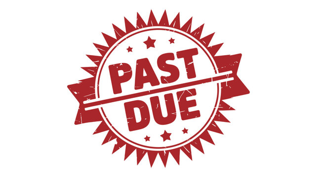 Red stamp seal warning message past due notice overdue payment debt collection concept
