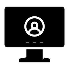 user account on computer screen glyph icon