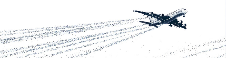Fototapeta premium Airplane dotted route line the way airplane. Flying with a dashed line from the starting point and along the path - stock vector.