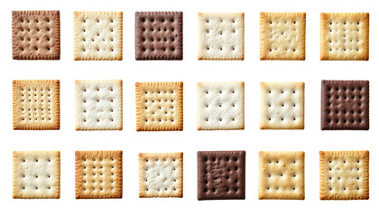 Cracker mosaic various colors, textures, square snacks