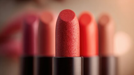 Close-up of various lipstick shades, offering a spectrum of colors for makeup