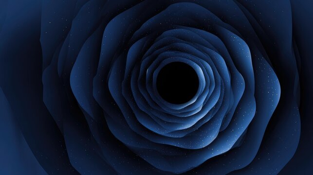 Deep blue spiral tunnel with a black center, dark and abstract background