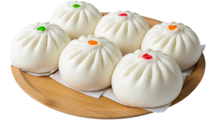 Traditional Chinese Steamed Baozi with Sweet Red Bean Paste Filling
