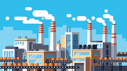Obraz premium Factory with Conveyor Belts Industry and Manufacturing Landscape