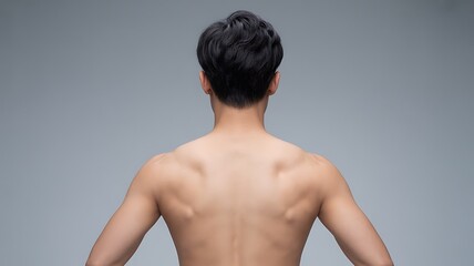 Strong muscular male back in a clean fitness body portrait
