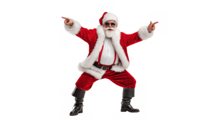 Santa Claus in red and white outfit dances joyfully, created AI, PNG